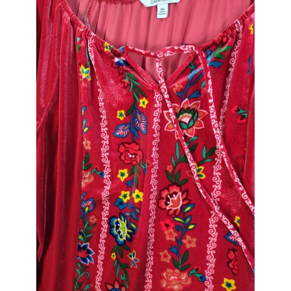 THE PIONEER WOMAN Velvet Floral Top Womens Size XXL Bell‎ Sleeve Peasant Cottage - Picture 8 of 8